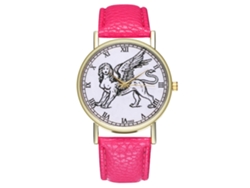 Reloj De Pulsera Unisex De Cuarzo, Elegante Y Moderno (rojo Y Rosa)
