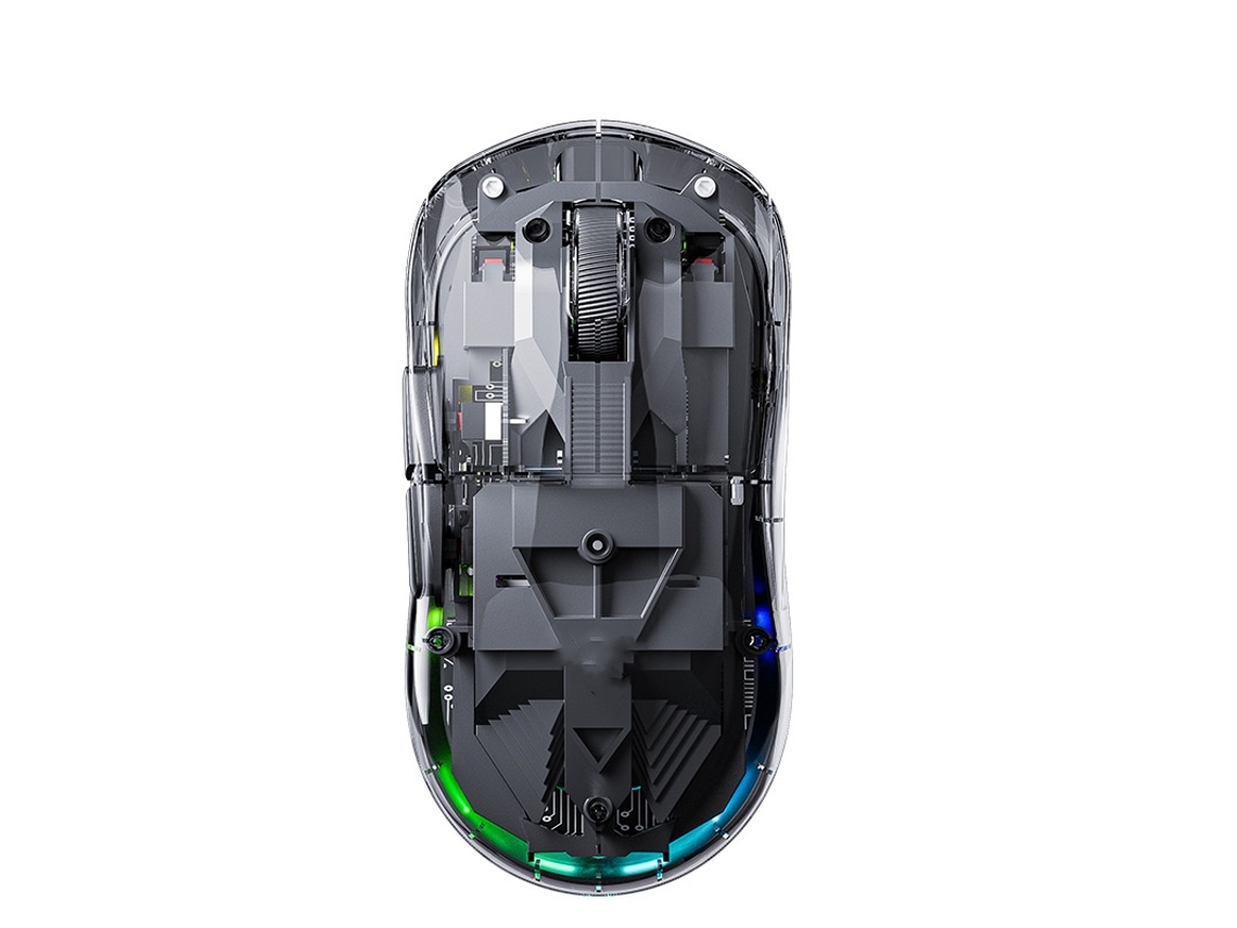 YIZHOOD SC660 Ratón Bluetooth inalámbrico transparente Conexión de tres modos Retroiluminación de carga Ajuste de DPI de seis velocidades Ligero Negro
