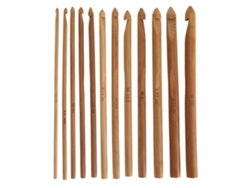 Juego de 12 ganchos de ganchillo de 7,6 cm (3") y 10 mm (3") con mango ergonómico de bambú.