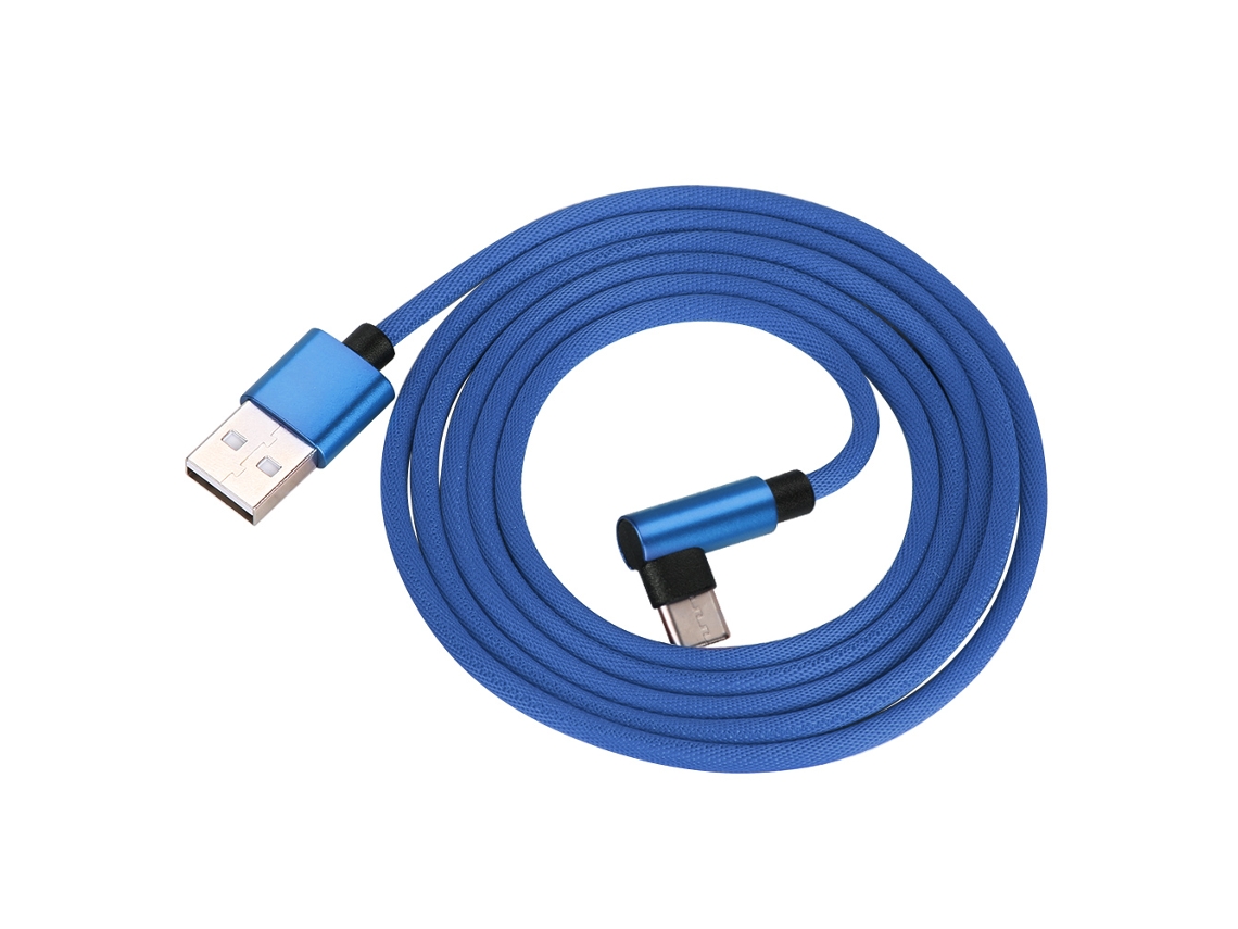 Cable De Datos De Carga De Codo Type-c Para Iphone 5s/6s/7 Plus Línea De Alimentación 2a Azul