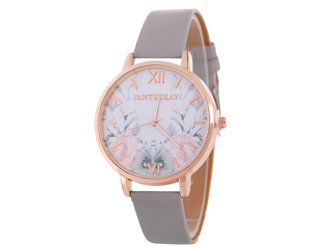 Reloj De Pulsera De Cuarzo Para Mujer Zhoulianfa Con Correa De Piel Sintética Gris.