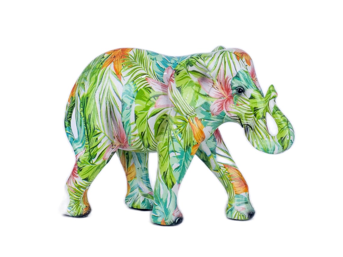 Figura Elefante Verde de Resina 17X9X23cm Figura de Elefante Decoración  Hogar Figuras De Resina Para Jardin BY SIGRIS