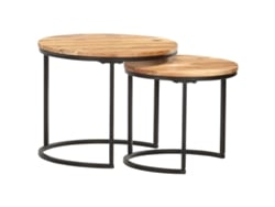 Mesas empotradas de madera maciza de acacia de 2 piezas, DKD HOME DECOR