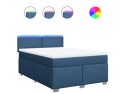 Maison Exclusive - Cama Box Spring Con Colchón Tela Azul 140x200 Cm