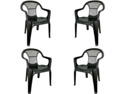 Set de Sillas plasticas para Terraza, Jardín, Patio, Playa, Camping, apilables (4X Gris Antracita) COSHANO