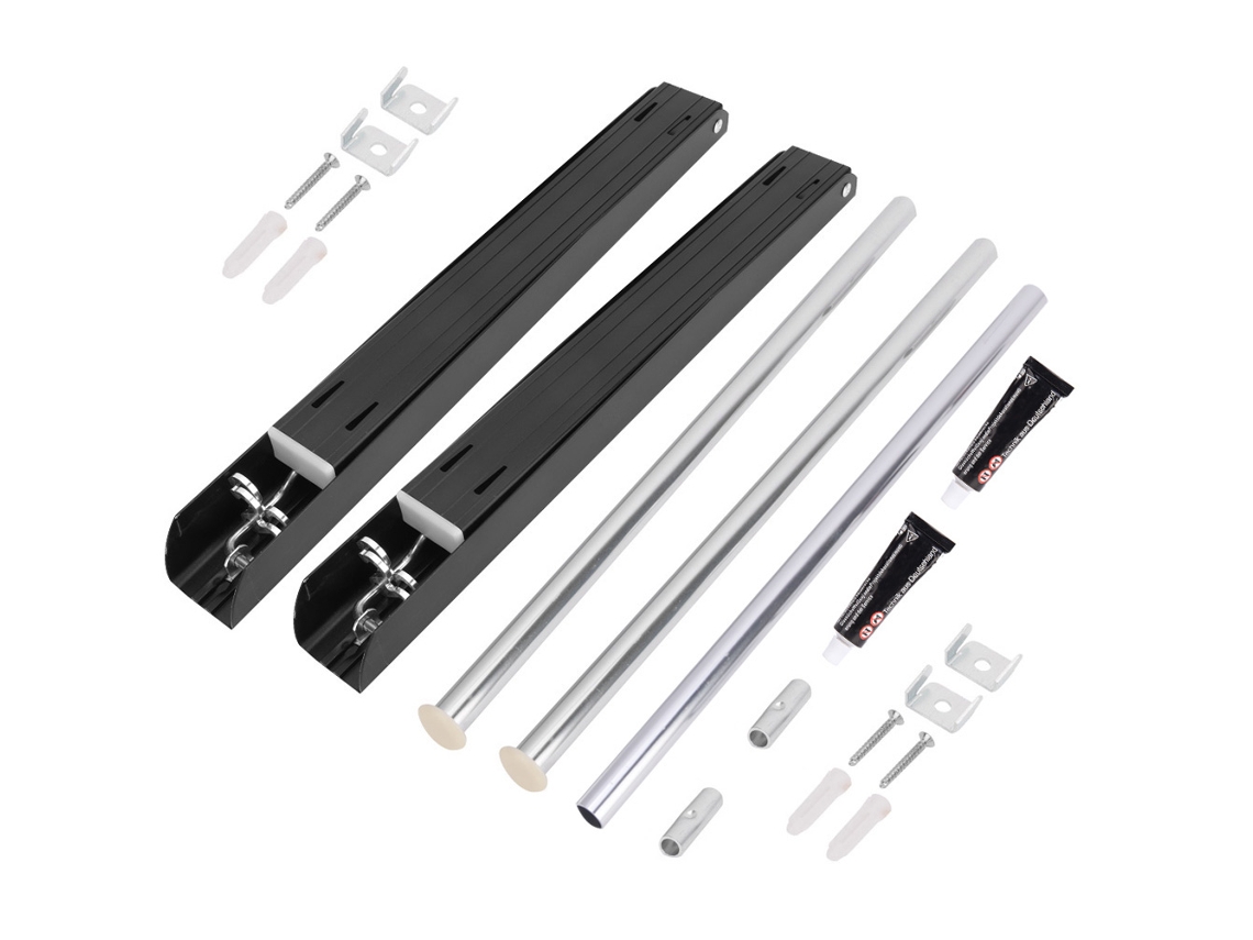 Tendedero Plegable Retráctil De Aluminio Espacial, 120 Cm, Negro, Para Balcón.