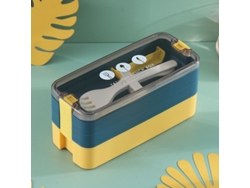 2026da-bento Box Japonés De 3 Capas Con Cortadores De Sándwiches, Airtight Ecoamigable Para Niños Y Adultos Azul