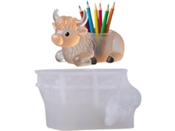 Molde de silicona con forma de vaca, ideal para decoración de mesa, 3D. Lindo molde para jardín, Halloween, granja, césped, alce lento.
