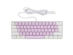 Teclado Gamer Usb 61 Teclas Com Iluminação Rgb 6 Modos Layout Compacto Fio Branco Roxo