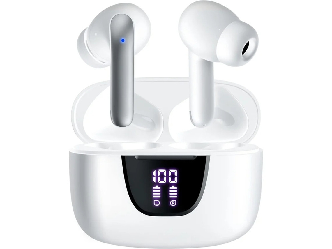Auriculares Sem Fios Tempo Reprodução Horas Led Yizhood Bluetooth Blanco