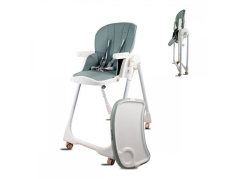 Trona para Bebé Evolutiva Mobiclinic con Ruedas Ajustable y Plegable Bandeja Extraible Verde