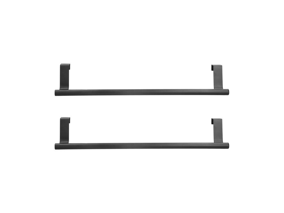 Toallero negro de 2 piezas de 36 cm para casa/hotel (sin agujeros)