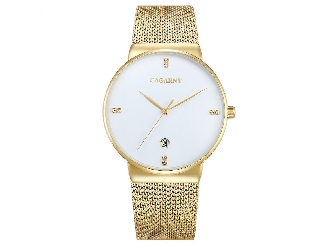 Reloj de cuarzo Cagarny 6817 resistente al agua con esfera redonda y caja de aleación, reloj de moda con correa de acero Hengrongshen