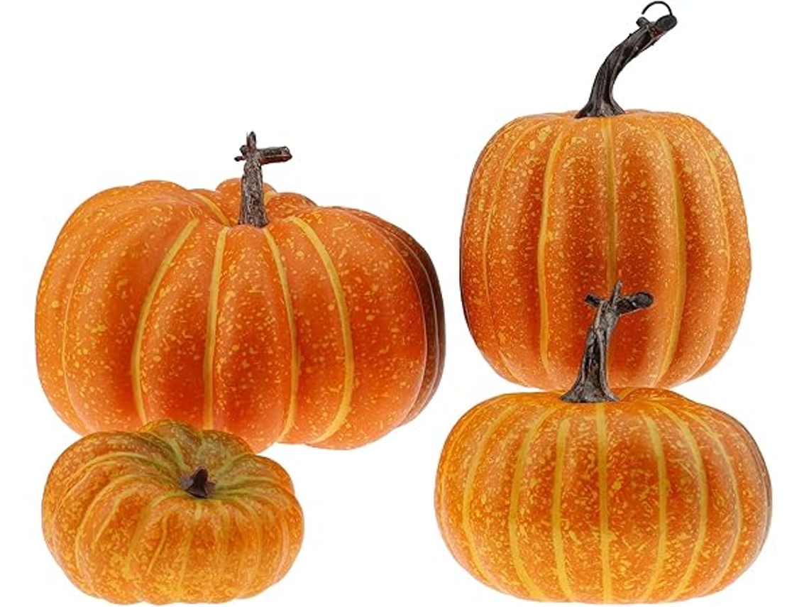 Conjunto De 4 Calabazas Artificiales Y Verduras Decorativas Para Otoño, Halloween, Navidad, Ergonómicas Y Para Uso Diario.