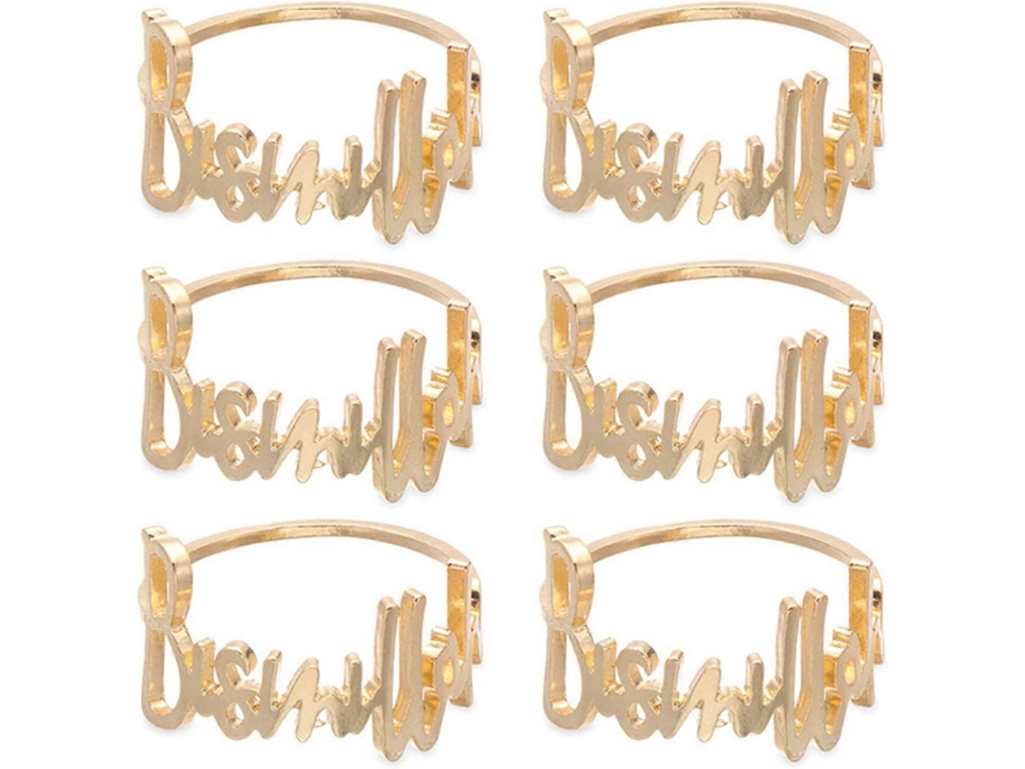 Omni-anillos Para Servilletas - Set De 6 De Metal Con Letra Bismillah (oro)