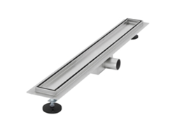 Canal de ducha en acero inoxidable alicatable 70 cm y sifón juego completo plata plana LUXEBATH