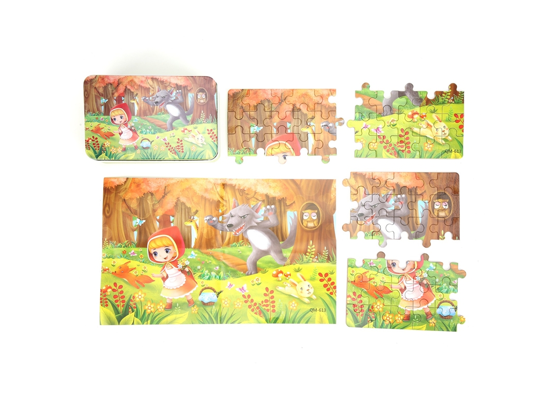 Rompecabezas de 60 piezas para niños, con lindas imágenes de dibujos animados, regalo de juguete con caja de hierro.