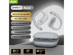 Auriculares inalámbricos con diseño abierto, graves mejorados, Bluetooth 5.4 y 48 horas de batería. Mdug (azul)