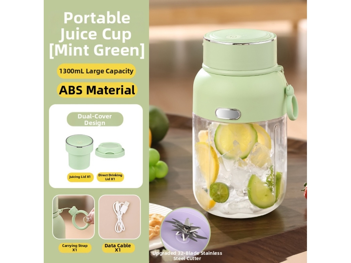 Exprimidor Eléctrico Portátil Recargable Por Usb De 1300 Ml (verde) Czhhmart