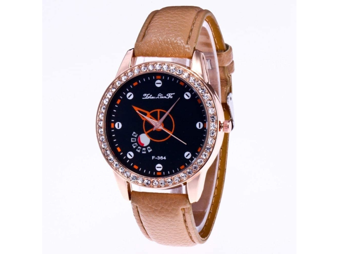 Reloj de pulsera de cuarzo con diamantes de imitación, par unisex, Zhoulianfa (beige)