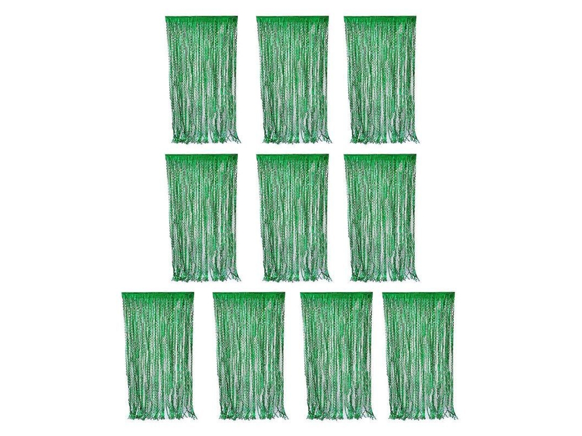 10 Cortinas De Franja De Tinsel Metálico Reutilizable Para Fiestas Cumpleaños Y Fotografías Verde