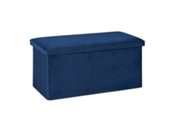 Relaxdays Banco Almacenaje, Funda De Terciopelo, 80 L, Salón, Dormitorio, Baúl Almacenamiento, 38 X 77 X 39 Cm, Azul
