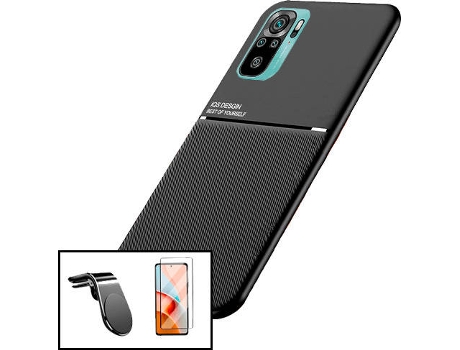Kit Protector de Pantalla de Vidrio Templado + Carcasa + Soporte Magnético Xiaomi Redmi Note 10s PHONECARE Magnetic Lux Negro