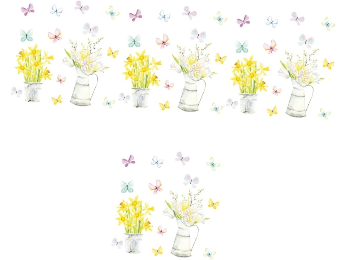 Juego de 4 pegatinas de pared con estampado floral, calcomanías de plantas, papel tapiz decorativo para gabinetes Slowmoose