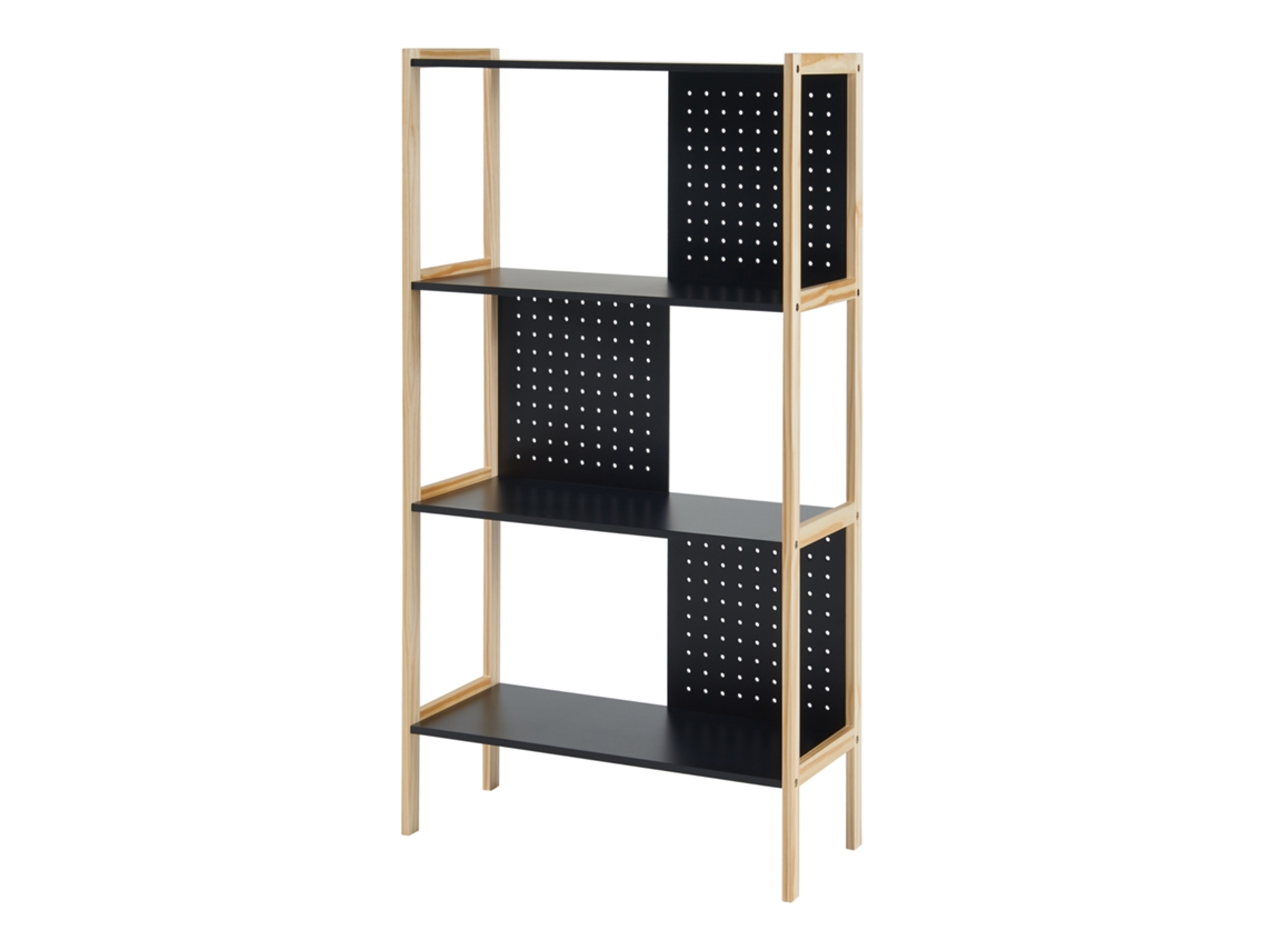 Librería Dønna de 4 niveles MDF 120x63x28cm - Negro/Madera [EN.CASA]