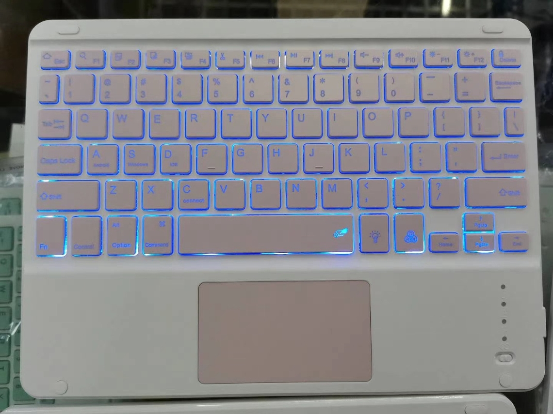 Teclado táctil inalámbrico Bluetooth Yuysan de 10 pulgadas con retroiluminación rosa