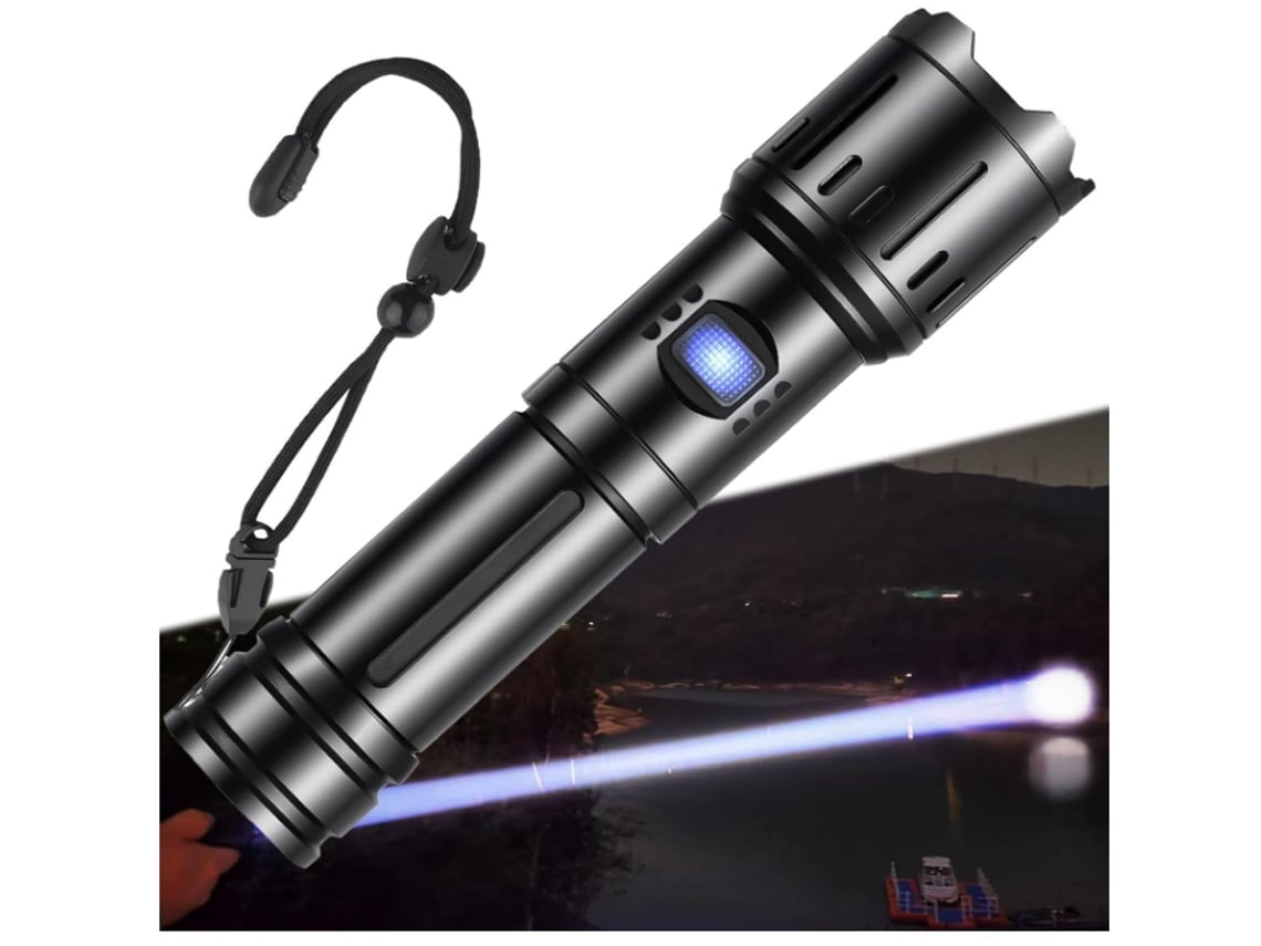 Linterna Yunzii H10, 100.000 lúmenes, zoom, recargable, LED superbrillante con batería 26650, alta potencia, color negro