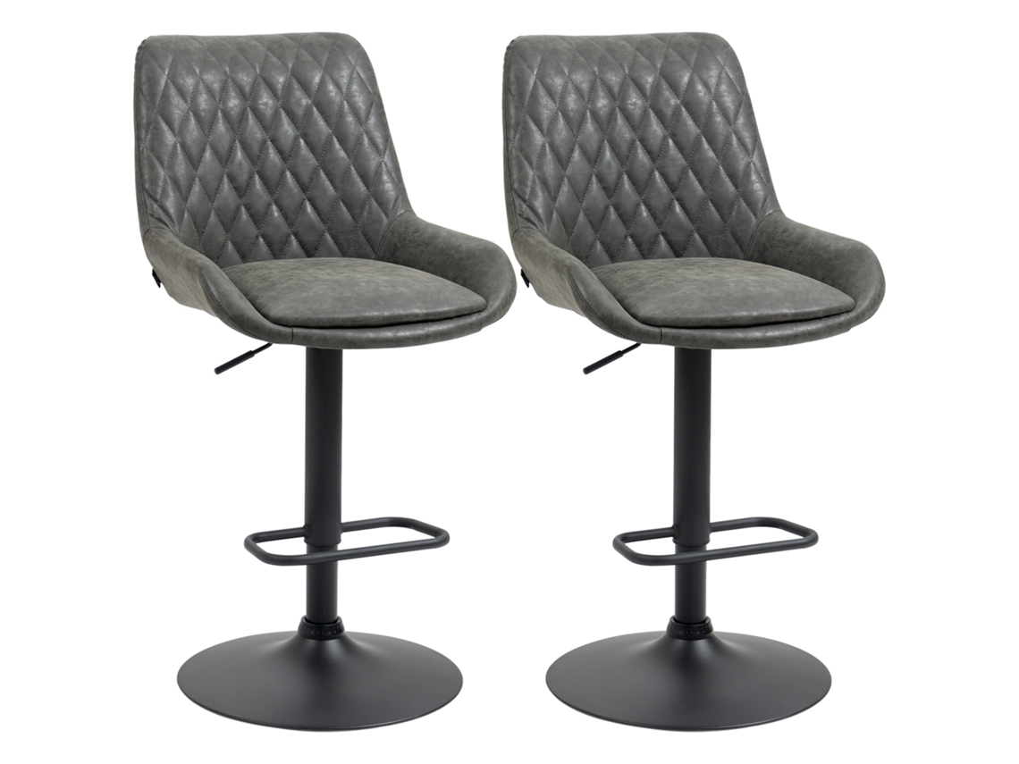 Taburete de bar ajustable con reposapiés 51x59x117 Gris oscuro Negro