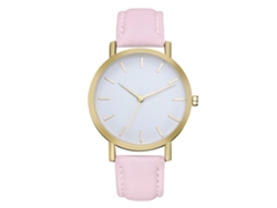 Reloj De Cuarzo Unisex Con Correa De Pu Simple Casual Para Hombre Y Mujer (rosa)