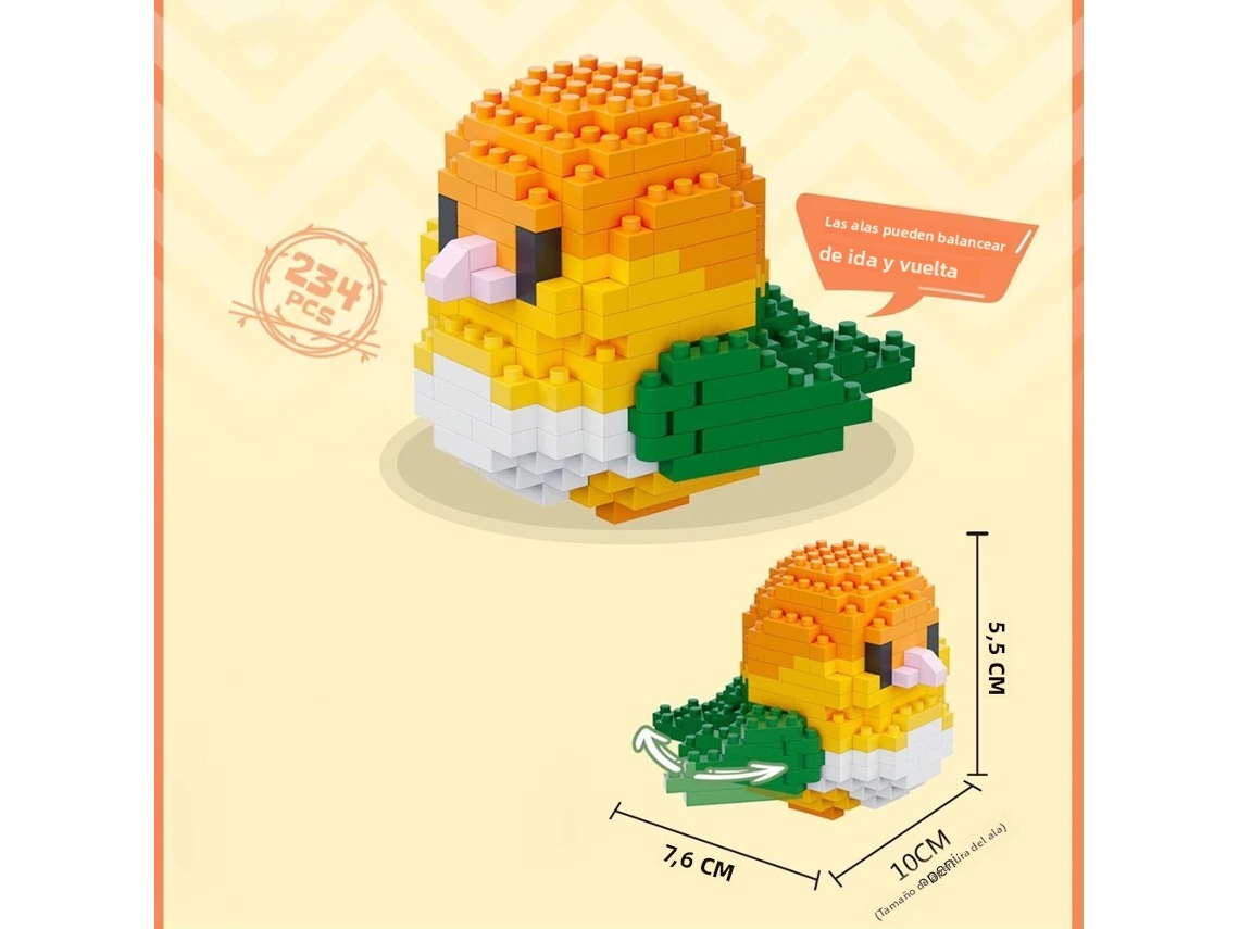 (naranja) Mini Bloques De Construcción De Diamantes 3d Diy Para Adultos, Juguete De Bloques De Construcción Abs Del Mundo Animal