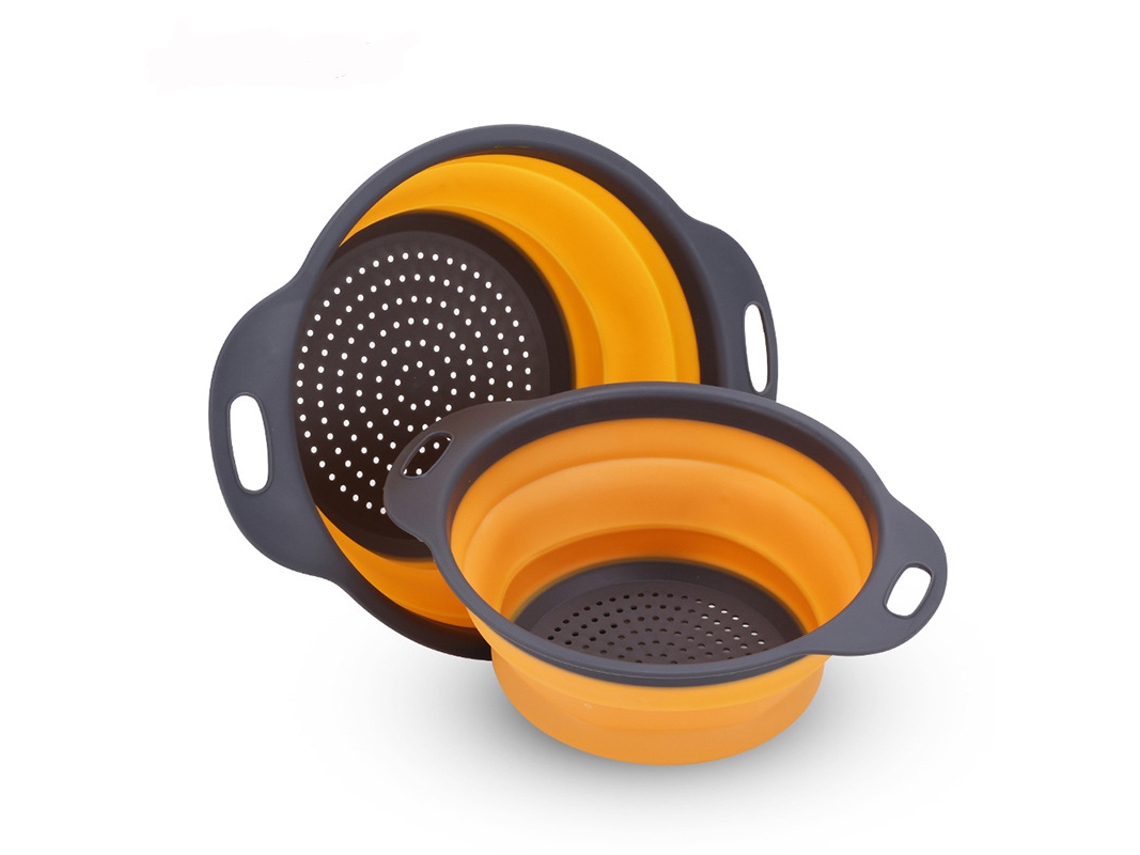 (naranja L) Cesta De Drenaje De Silicona Para Lavar Frutas Y Verduras, Cesta Plegable Para Purificar El Agua De La Cocina