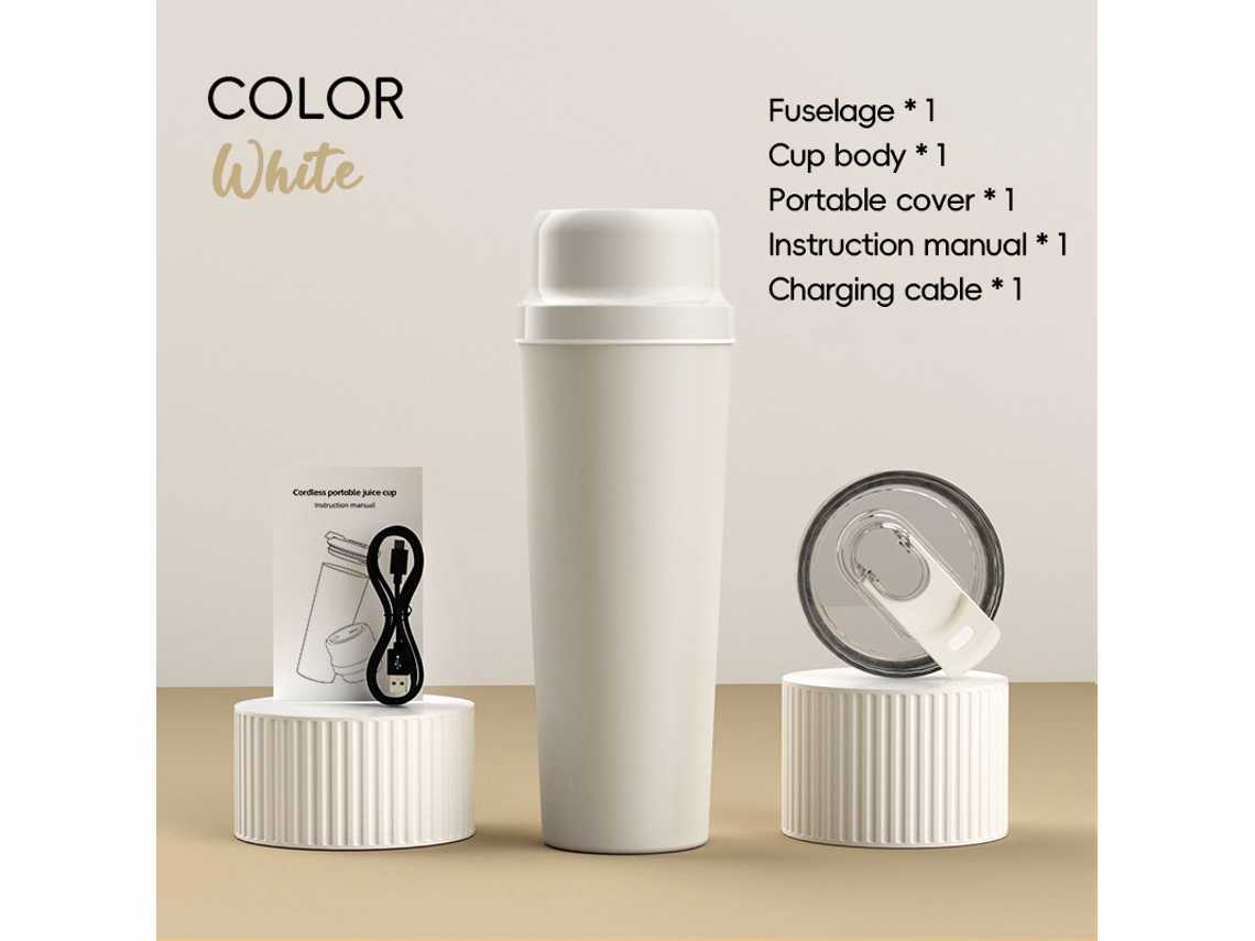Exprimidor de frutas Eifson USB, 650 ml, 20 cuchillas, 3000 mAh (blanco roto)