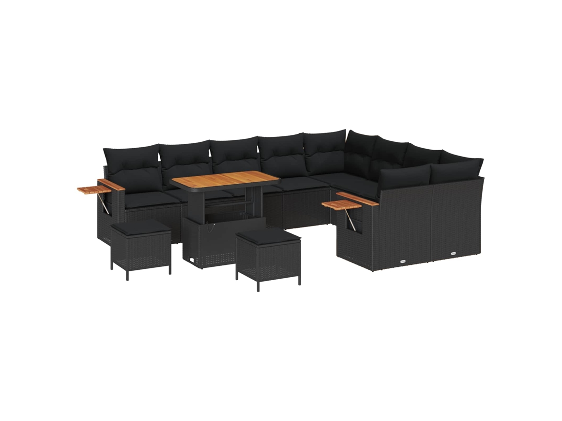 Maison Exclusive - Conjunto De Sofás De Jardín 13 Pcs Negro Ratán Sintético