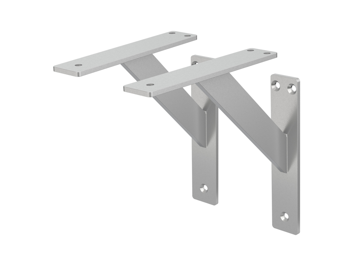 Juego de 2 soportes de estantería 180x180 mm aluminio plateado ML-DESIGN