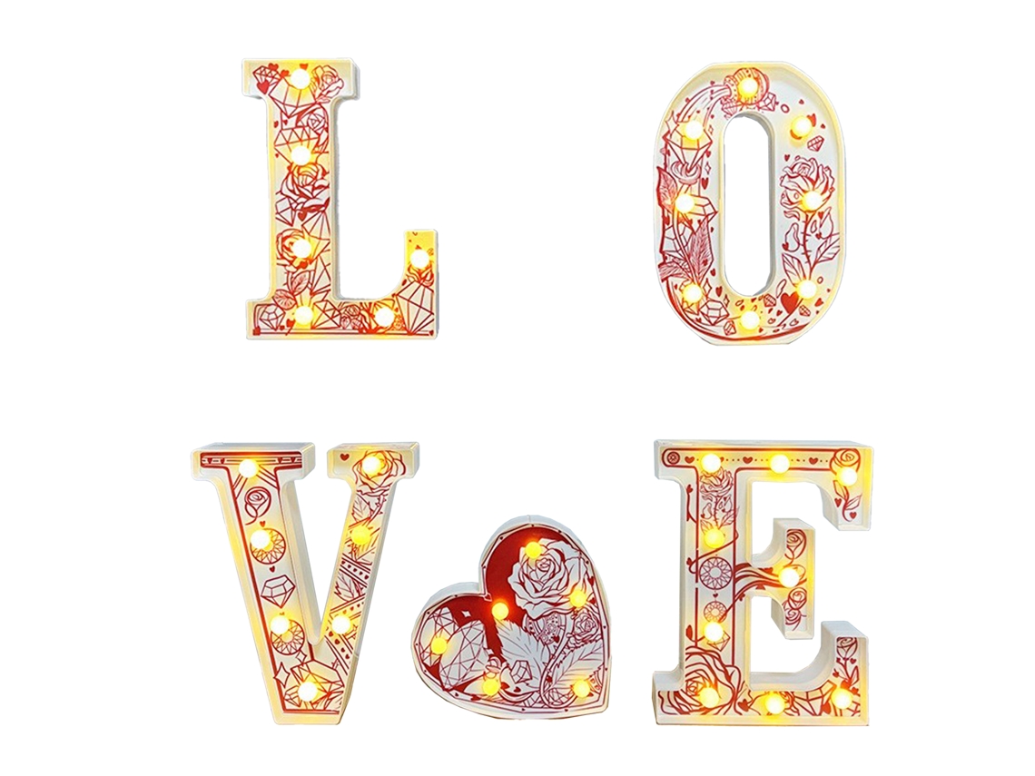 Lámpara de letras rosas con la palabra "Amor", pintura de diamantes, diseño decorativo
