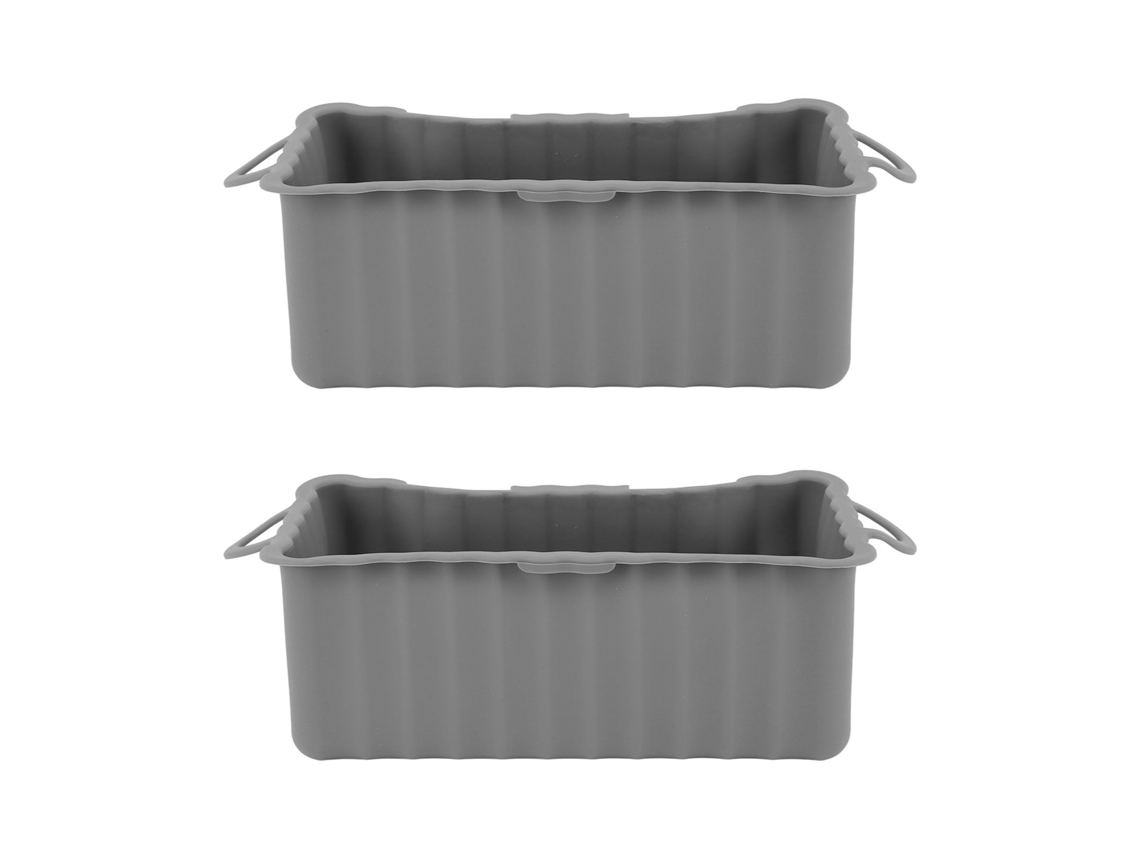 2 bandejas de silicona para recoger grasa de la plancha Blackstone, reutilizables, rectangulares, para camping, barbacoa, color gris.