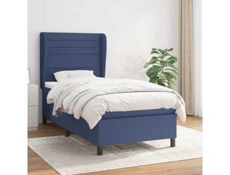 vidaXL Cama con somier y colchón 90x190 cm tela azul