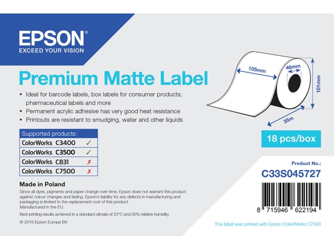 Etiquetas para Códigos de Barras EPSON C33S045727