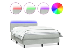 Maison Exclusive - Cama Box Spring Con Colchón Y Led Terciopelo Gris Claro 160x210 Cm