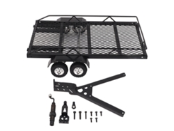 Remolque Rc A Escala 1/18 Con Enganche Metálico, Doble Eje, 4 Neumáticos, Accesorios De Mejora Para Coches De Control Remoto.