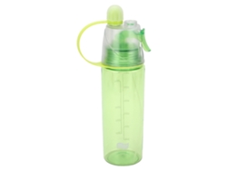 Botella De Agua De Gran Capacidad Con Rociador De Niebla Y Escala Transparente, De Plástico, Para Deportes, Senderismo, Picnics, Verde.
