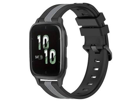 Correa De Reloj Inteligente Para Garmin Forerunner Sq2, Correa De Reloj De Silicona Bicolor Vertical De 20Mm, Negro-Gris VENISYMLIS