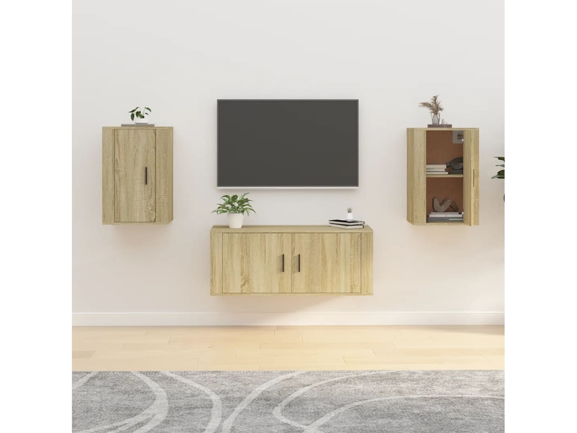 Estantería/Muebles de TV de Pared 2 Pzs 40X34,5X60 Cm Roble Sonoma