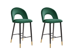 Conjunto de 2 cadeiras de bar BELIANI Falton de Veludo Verde 48x49x98