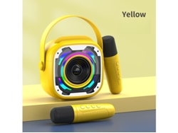 Mini máquina de karaoke sin Bluetooth con micrófono dual para fiestas de entretenimiento amarillo Yizhood