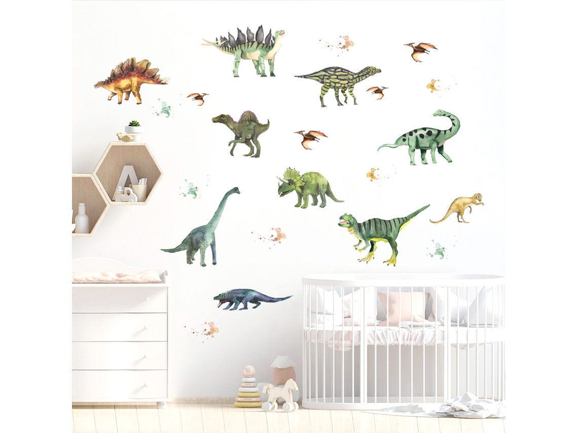 Pegatinas de pared decorativas de dinosaurios, extraíbles para habitación infantil, guardería y hogar.